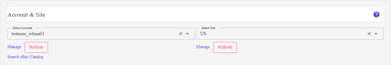 The Account and Site section, which contains the Translate controls