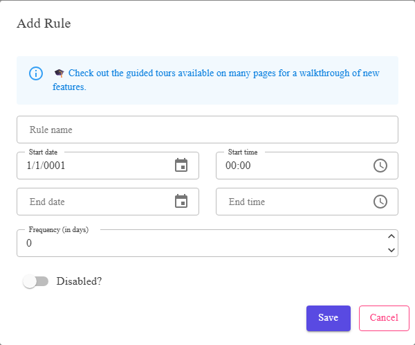 The Auto List Rules Editor dialog, empty