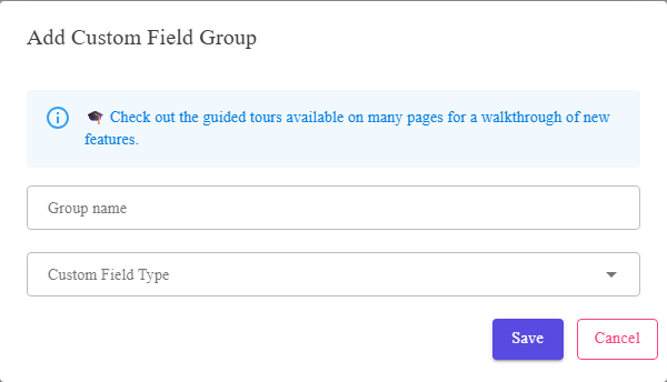 The Custom Field Group Editor dialog