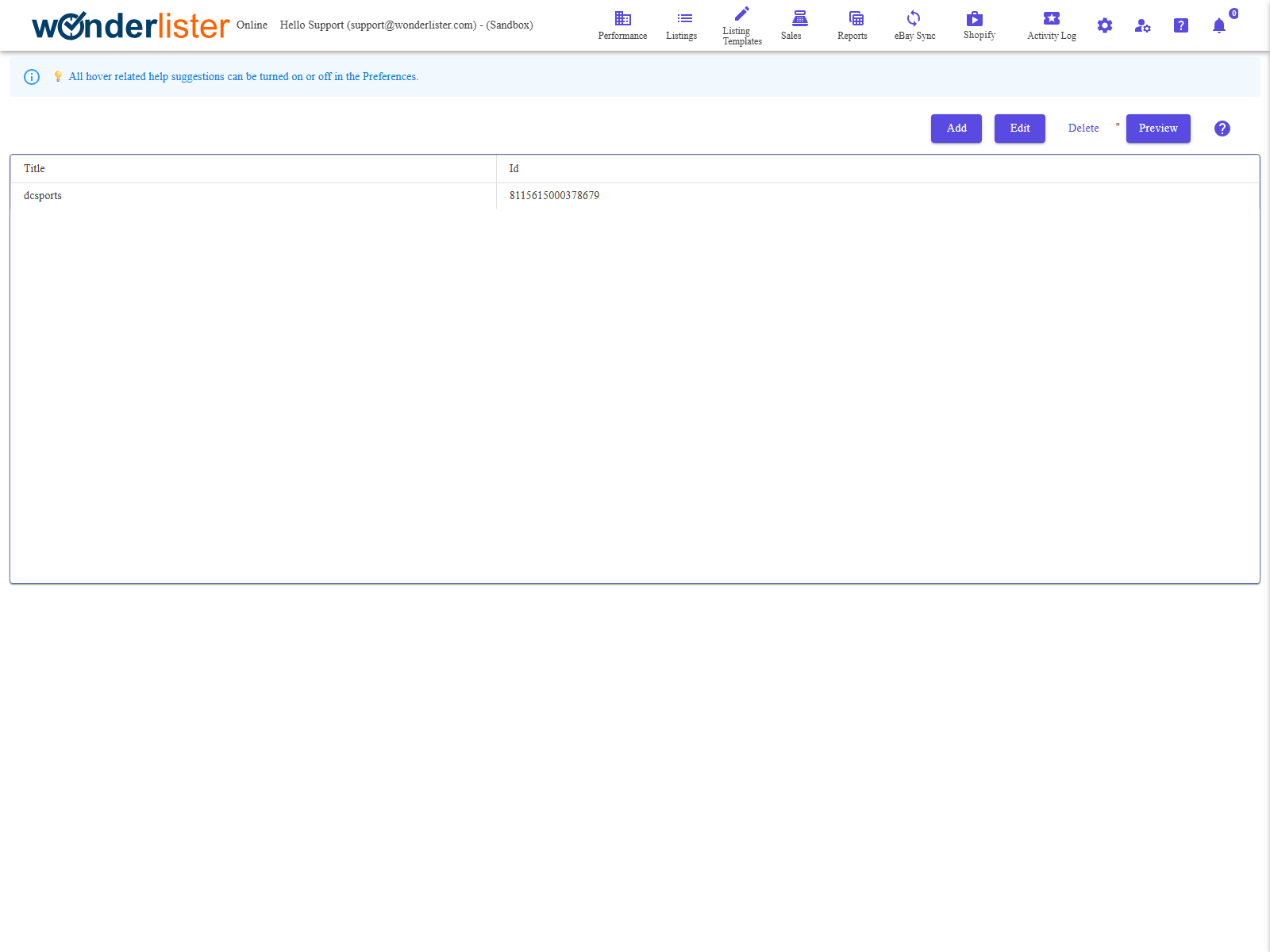 The Description Templates page