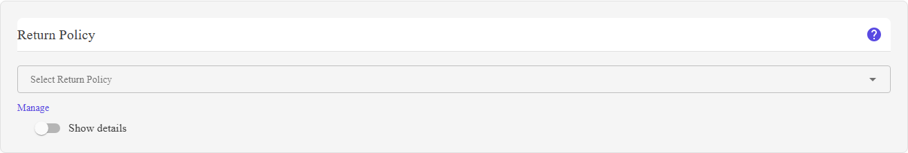 The Return Policy section of the listing editor