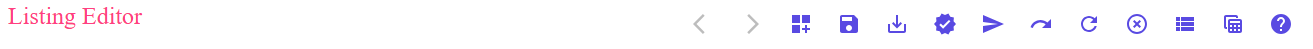 The listing editor's toolbar
