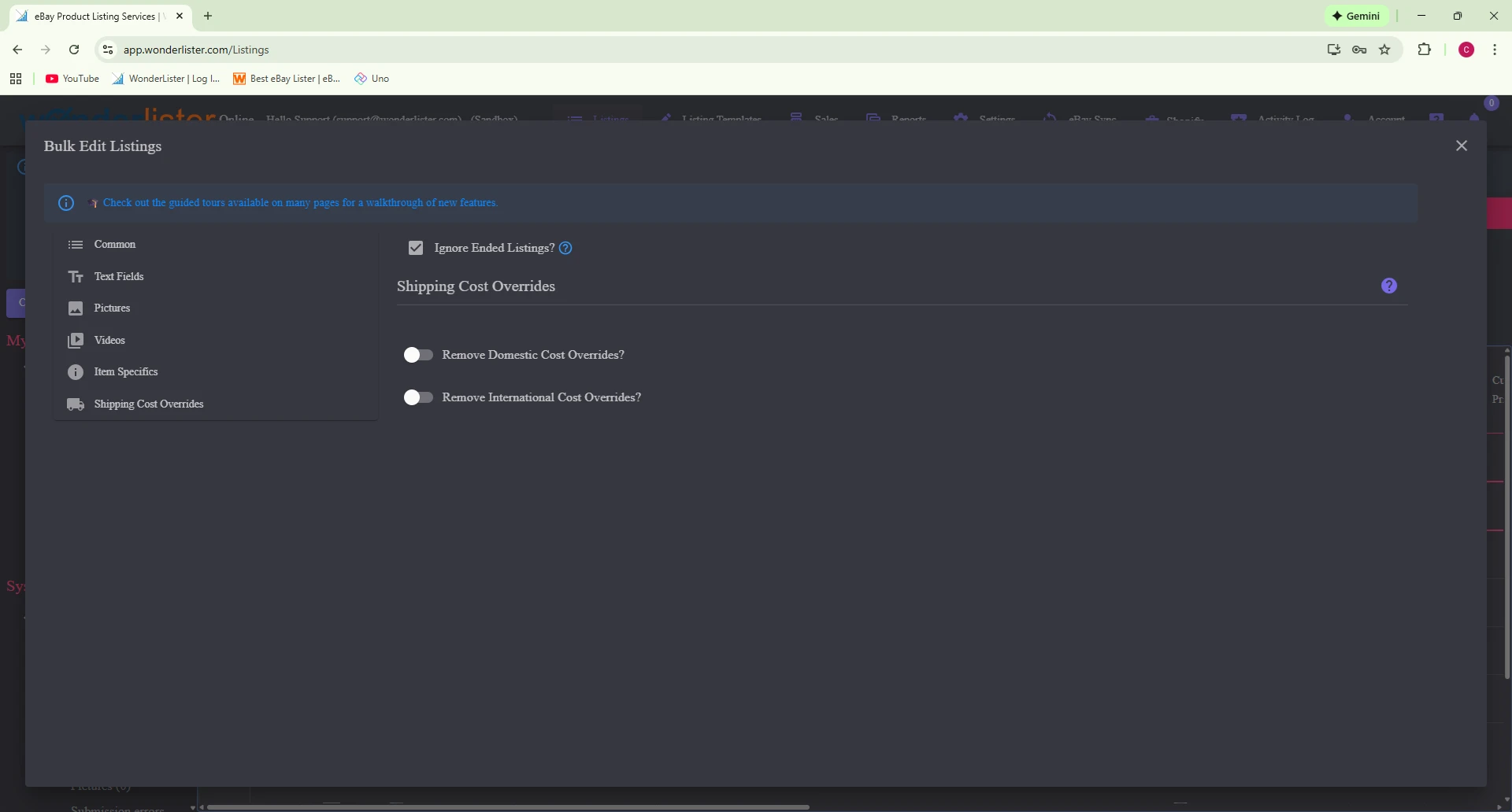 How to remove shipping cost overrides from eBay listings? 1 How to remove shipping cost overrides from eBay listings