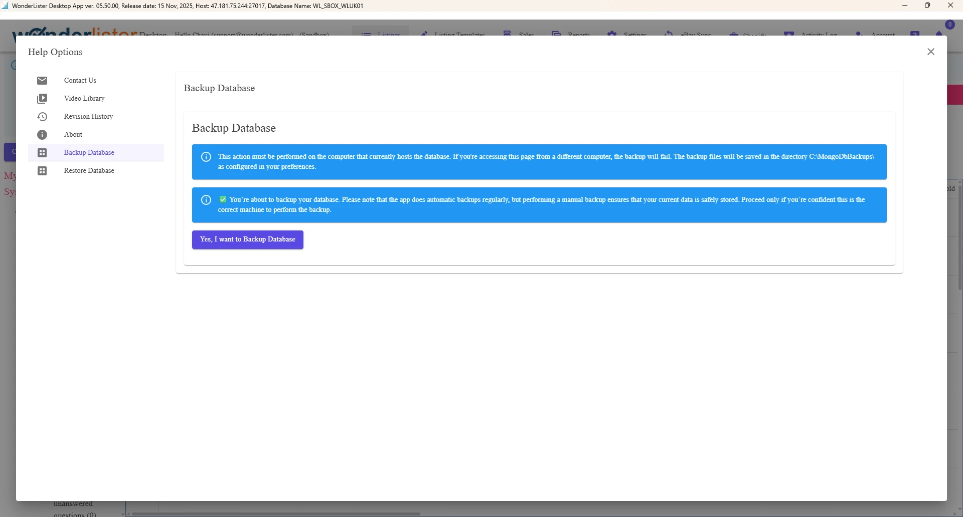 How do I backup my database?