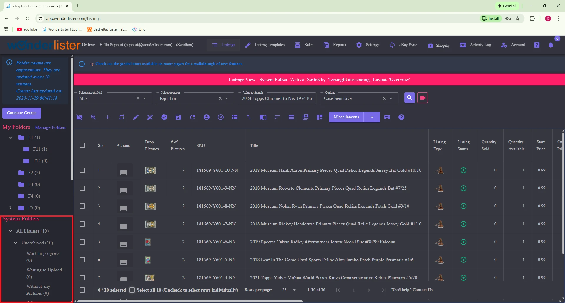 WonderLister System Folders